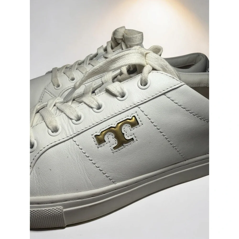 Tory Burch Women's Amalia Sneaker White Calf Leather Shoes Sneakers Sz 8.5